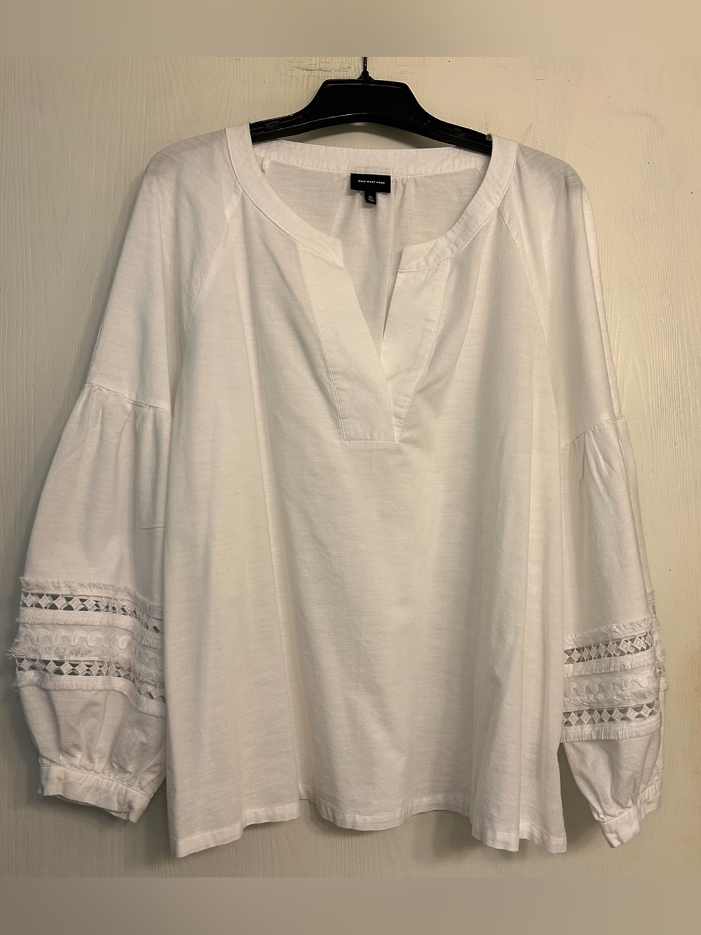 Who What Wear NWOT Cottagecore Prairie Feminine Eyelet Ladies White Blouse Sz XL